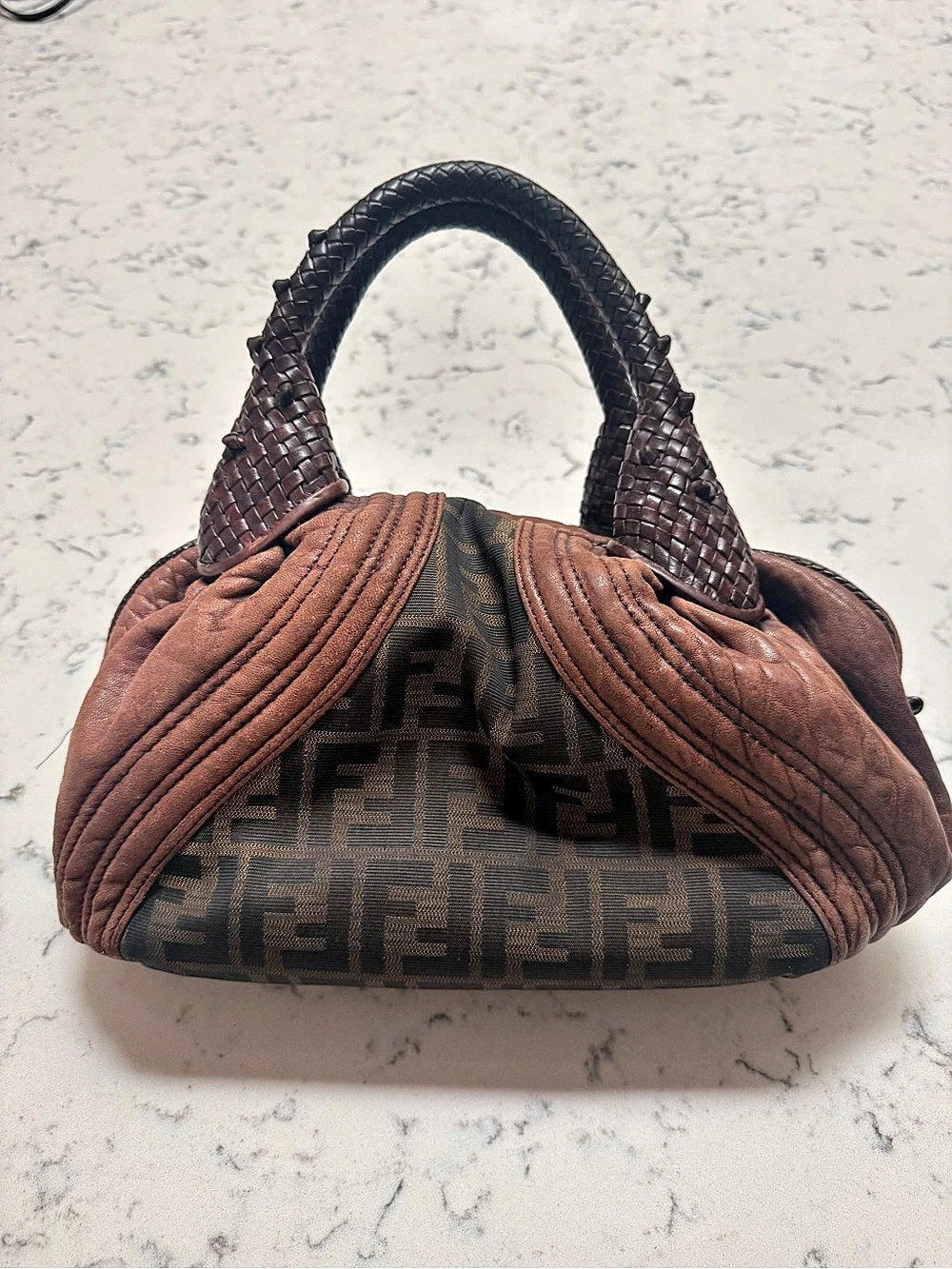 Fendi Zucca Spy Bag Brown & Black Shoulder Bag